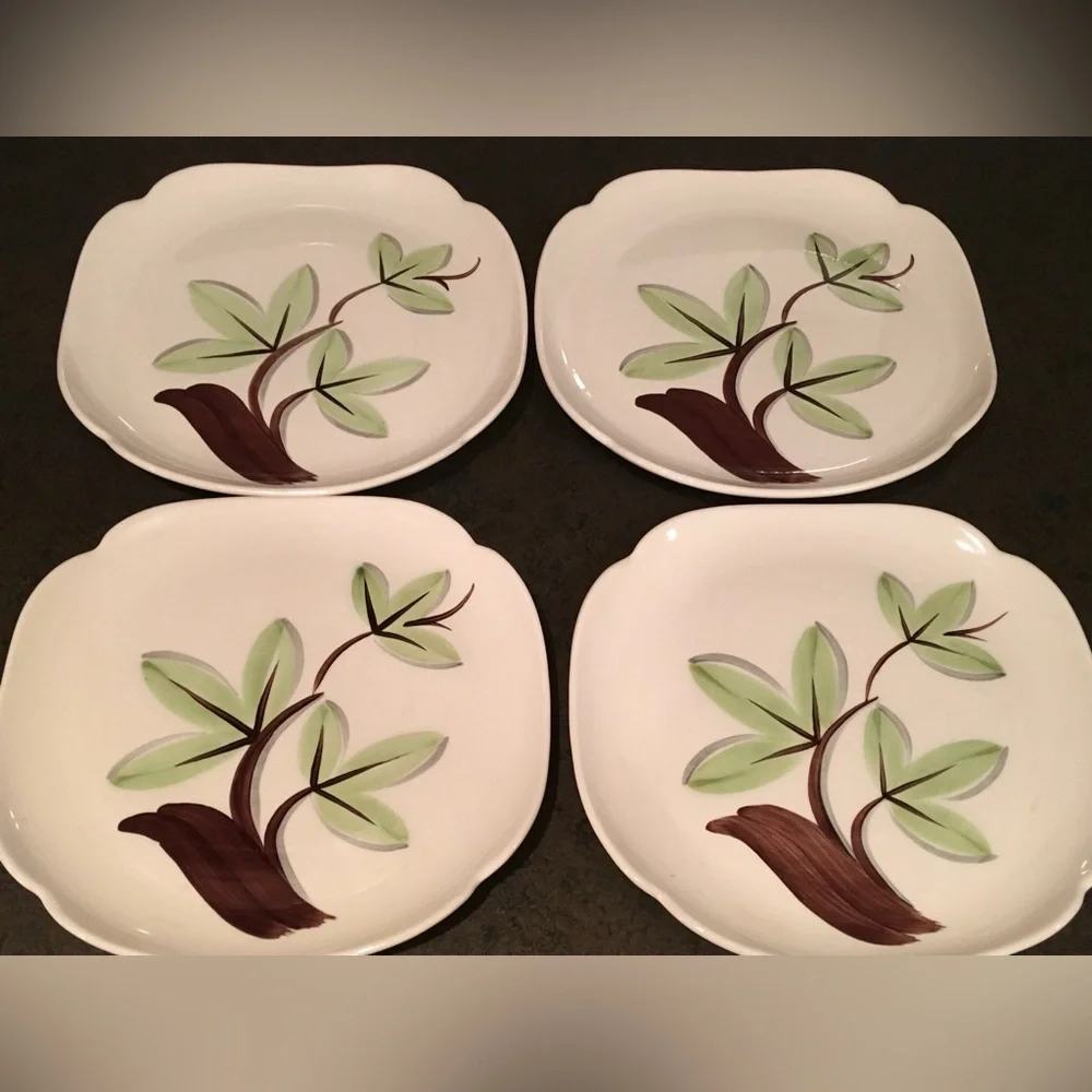 Vintage 50’s Continental Kilns Woodleaf #8351 Dinner Plates Set of 4